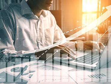 Double Exposure Image of Business and Finance - Businessman with