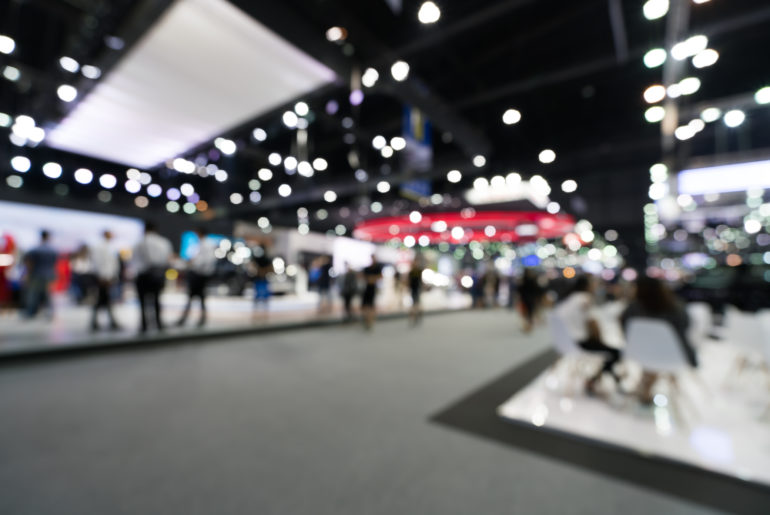 ﻿﻿Blurred, defocused background of Retail business trade show